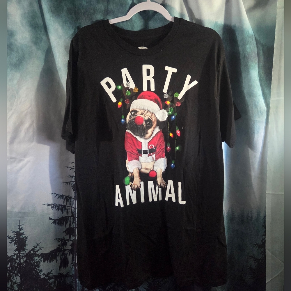 Pug Christmas Party Black Shirt